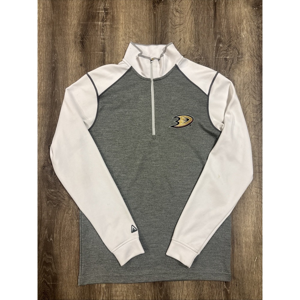 Antigua White Gray Breakdown 1/4 Zip Knit Pullover Shirt Long Sleeve Men's Sz S